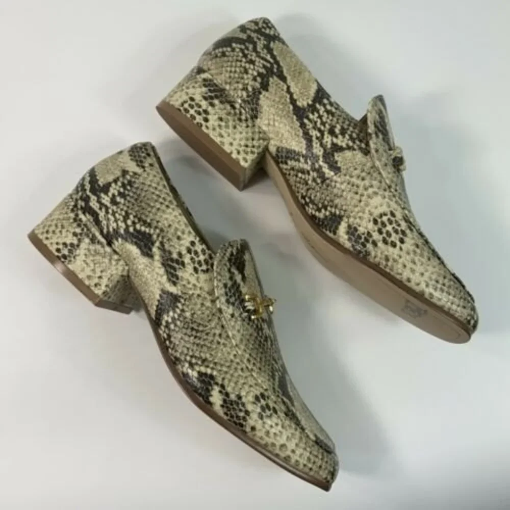 Sam Edelman Jamille Heeled Snake Print Loafers 6.5